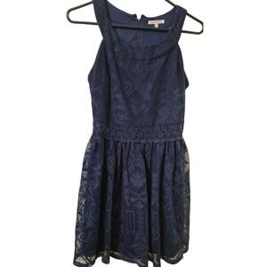 LN - Charlotte Ruse - Dark Navy Blue Lace Mini Party Dress Sleeveless Size M